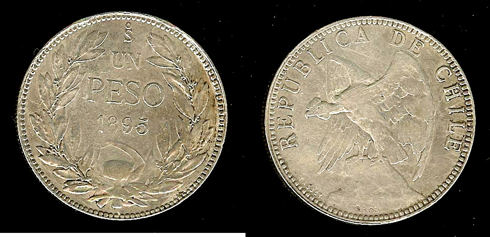 CHILI 1 Peso condor 1895 TTB+